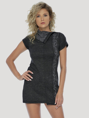 Black Beet Short Sleeves Mini Dress - Psylo Fashion