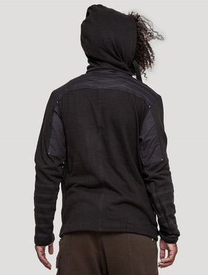 Black Crossing Rmx Hooded Jacket - Psylo Fashion