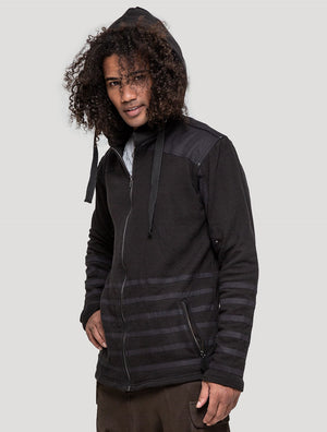 Black Crossing Rmx Hooded Jacket - Psylo Fashion