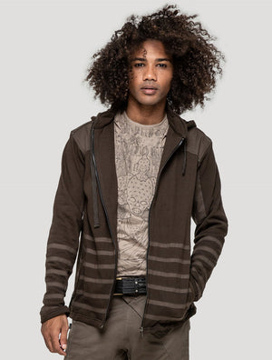 Olive green Crossing Rmx Hooded Jacket - Psylo Fashion