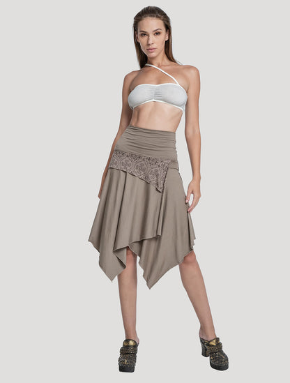 'Drag' Organic Cotton Asymmetric Midi Skirt by Psylo Fashion