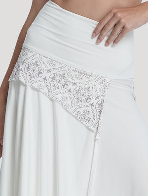 Off White 'Drag' Organic Cotton Asymmetric Midi Skirt by Psylo Fashion