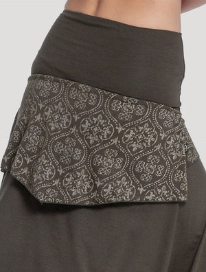 Olive Green 'Drag' Organic Cotton Asymmetric Midi Skirt by Psylo Fashion