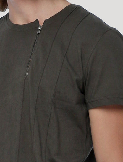 Olive noir Deala Short Sleeves Tee - Psylo Fashion