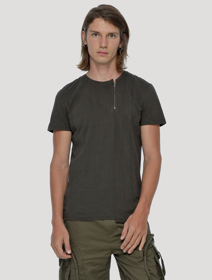 Olive noir Deala Short Sleeves Tee - Psylo Fashion