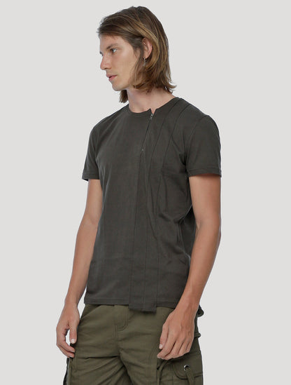 Olive noir Deala Short Sleeves Tee - Psylo Fashion