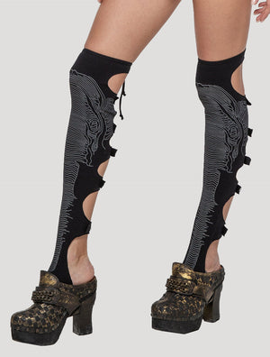 Black 'Elephant' Organic Cotton Lycra Leg Warmers - Psylo Fashion