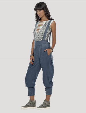 Freddy Pants high-waist trousers with attached suspenders by Psylo Fshion