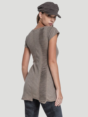 Cement Freque Short Sleeves Tunic - Psylo Fashion
