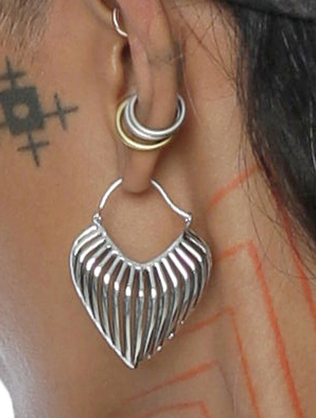 Heart 3D Hoops Tribal Earrings by Tribali - Psylo Fashion