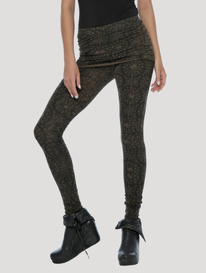 SPANX Leggings Velvet Shine Leggings Black/Gold Size Small Dressy