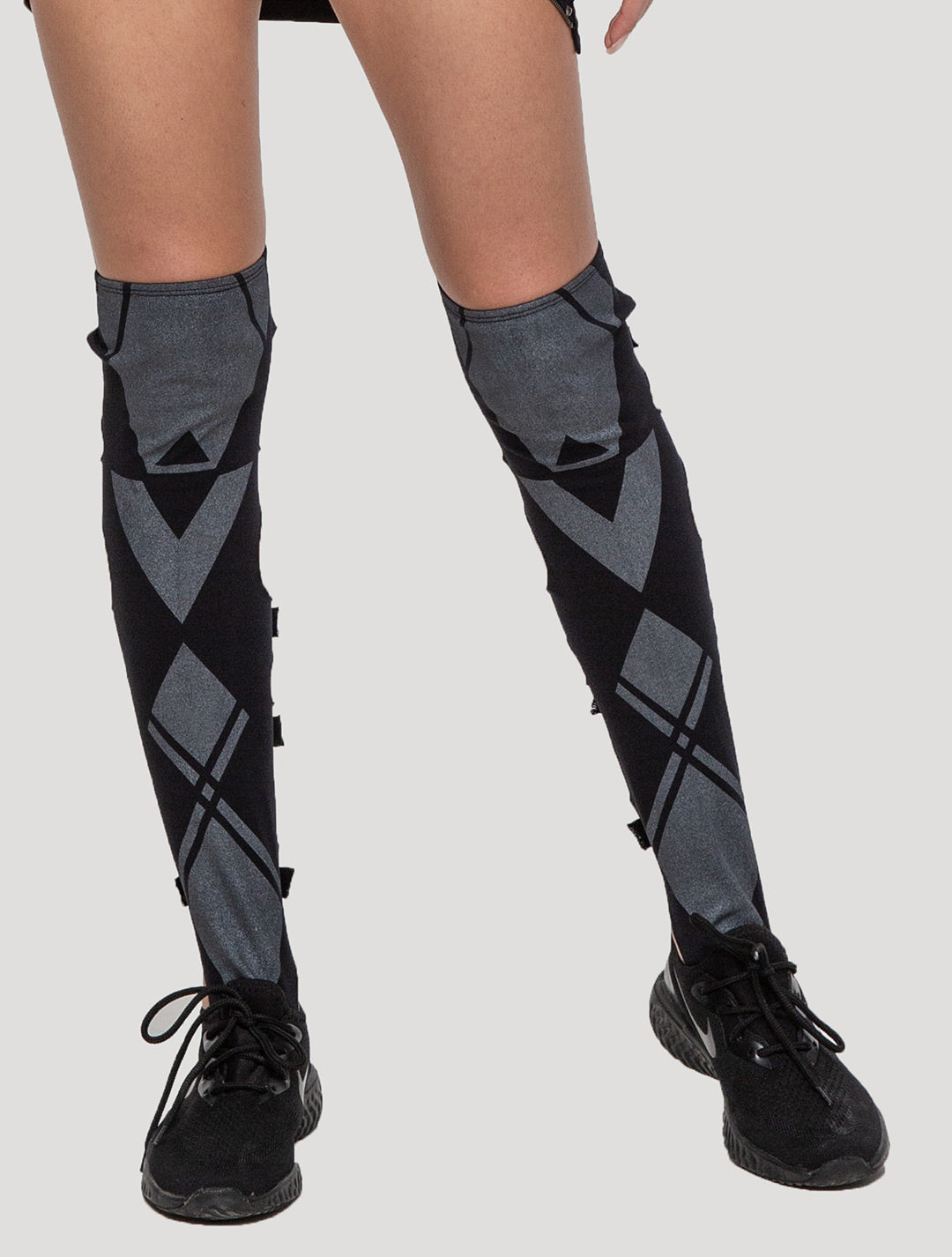 Black 'Karma' Organic Cotton Lycra Leg Warmers - Psylo Fashion