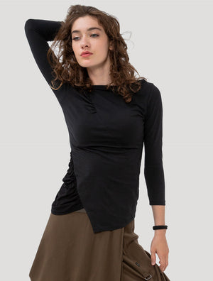 Black Kirtan Long Sleeves Top - Psylo Fashion