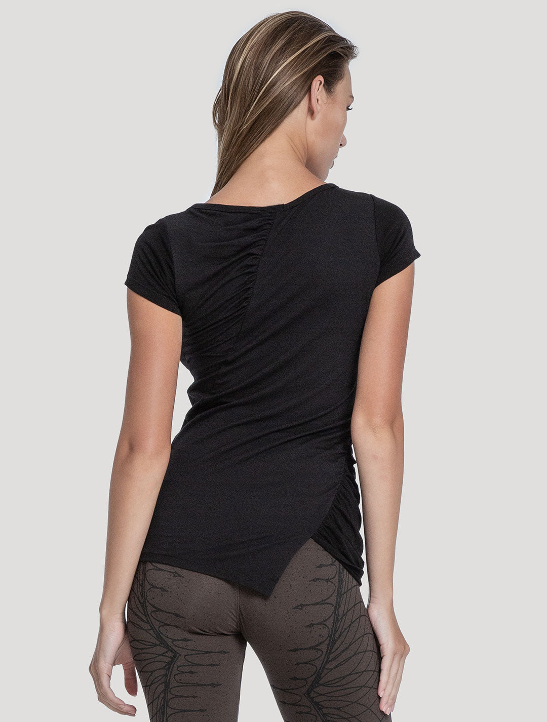 'Kirtan' Short Sleeves Black Top - Psylo Fashion