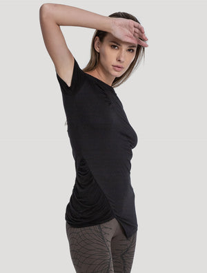 'Kirtan' Short Sleeves Black Top - Psylo Fashion