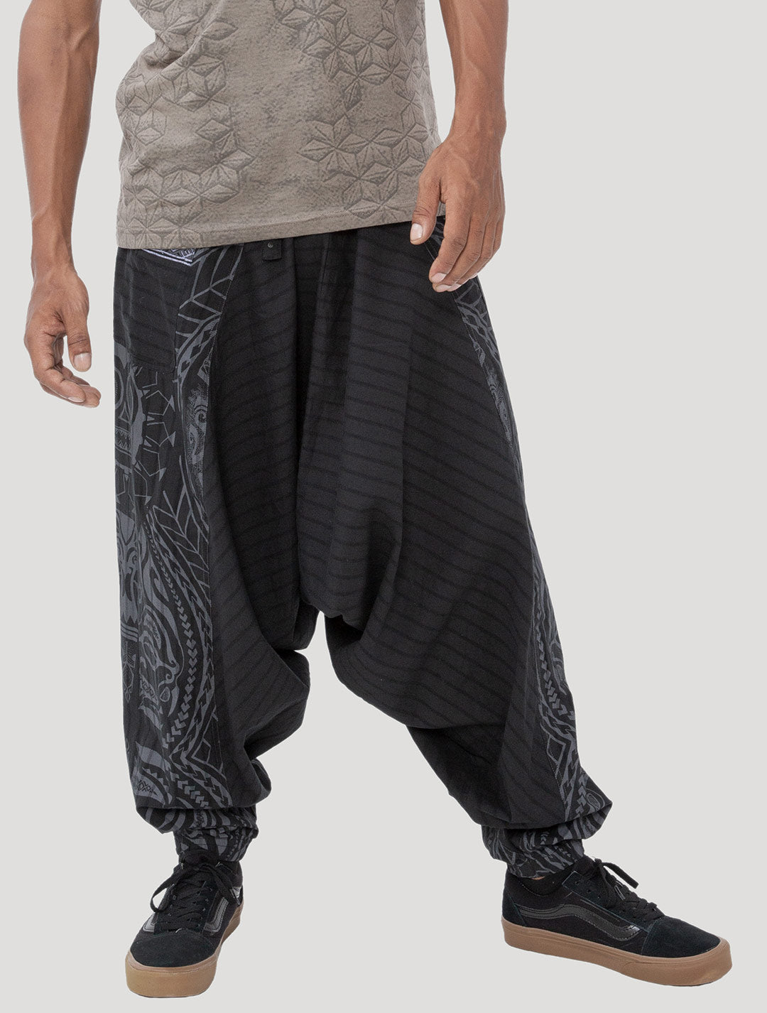 Whitewhale Mens Cotton Printed Harem Pants Pockets Yoga Trousers Hippi