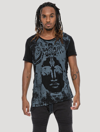 Black 'Maha' 100% Bamboo Printed T-shirt