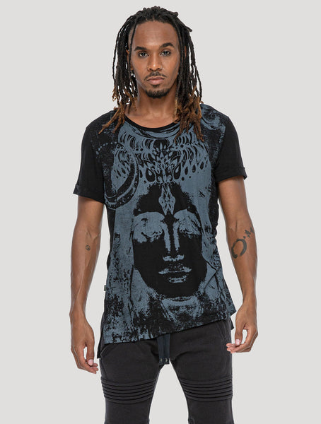 Black 'Maha' 100% Bamboo Printed T-shirt