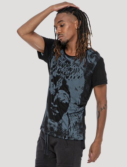 Black 'Maha' 100% Bamboo Printed T-shirt