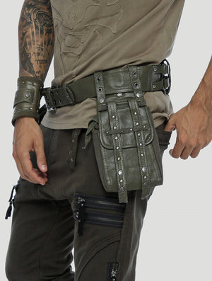 Leather Leg Holster Bag Olive