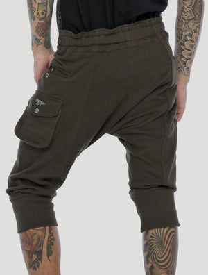 Olive Green Mad Tracks Shorts by Psylo Fashion