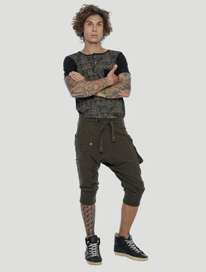 Olive Green Mad Tracks Shorts by Psylo Fashion