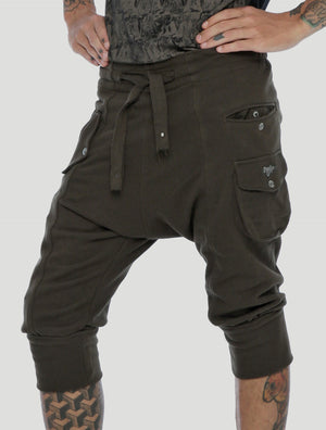 Olive Green Mad Tracks Shorts by Psylo Fashion