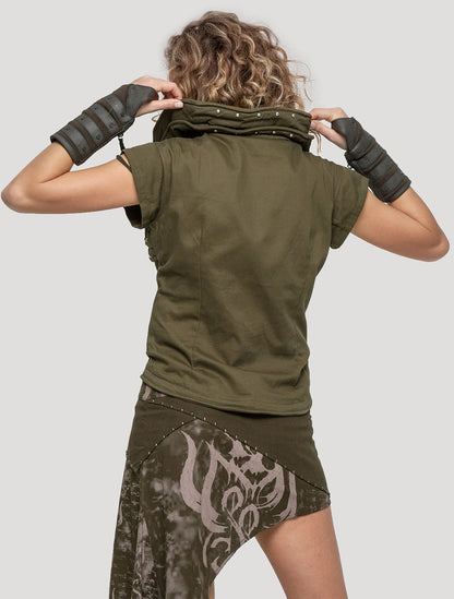 Olive green Metal Jacket - Psylo Fashion