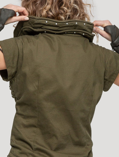 Olive green Metal Jacket - Psylo Fashion
