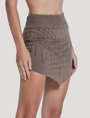 'Net' Printed Organic Cotton Lycra Mini Skirt by Psylo Fashion