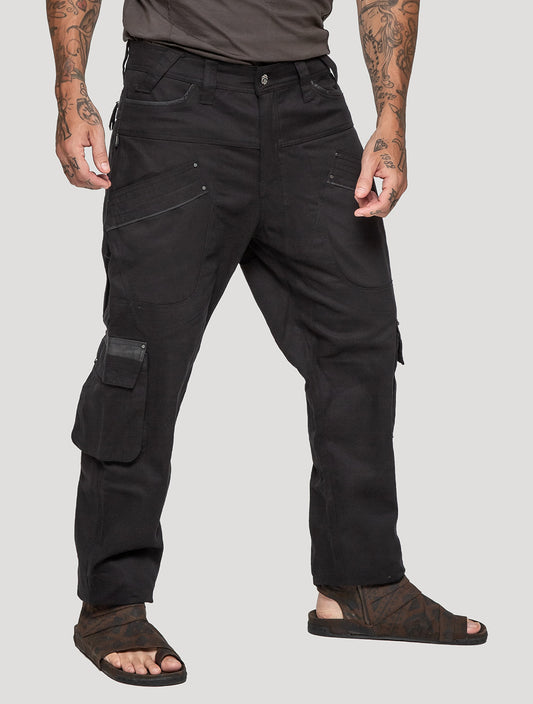 "Ornament Rmx" Black Cargo Pants - Psylo Fashion