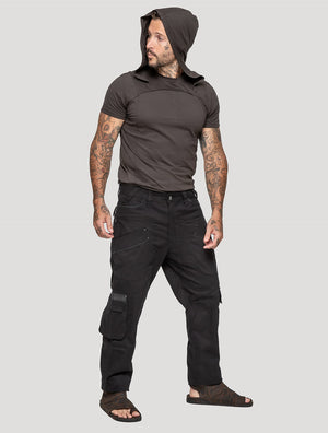 "Ornament Rmx" Black Cargo Pants - Psylo Fashion