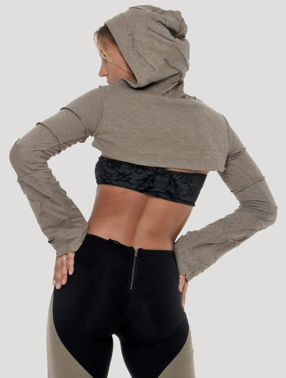 Pecoa Sleeves Rmx Hooded Shrug - Psylo Fashion