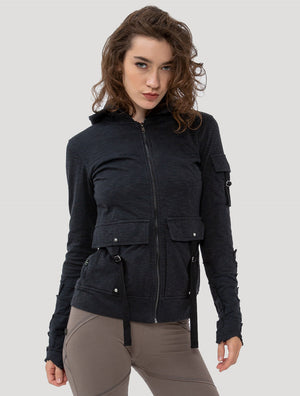 Black 'Pecoa' Hooded Extra Jacket - Psylo Fashion