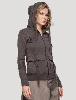 Charcoal 'Pecoa' Hooded Extra Jacket - Psylo Fashion