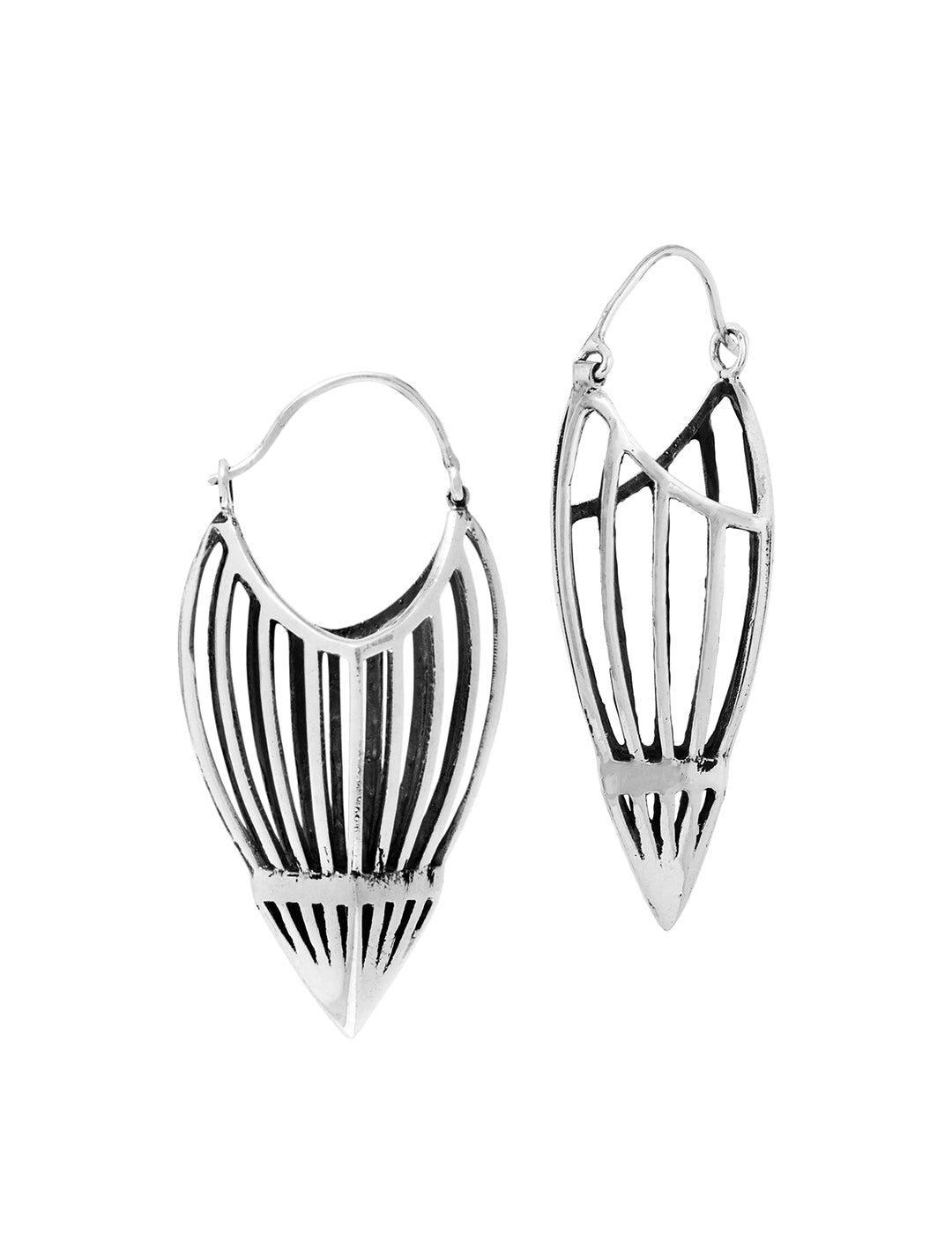 Pointed 3D Hoops Tribal Earrings by Tribali - Psylo Fashion