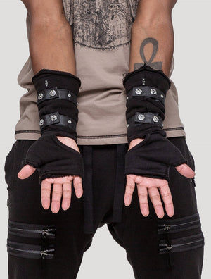 Black 'Rebel' Arm Warmers | Thick & Long Fingerless Gloves - Psylo Fashion