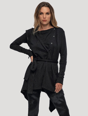 Radio Hoodie Buttoned Cardigan - Psylo Fashion
