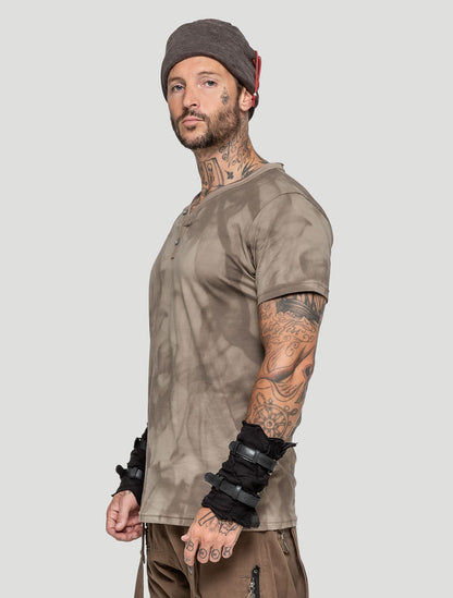 'Smoky' 100% Organic Cotton Printed Henley T-shirt