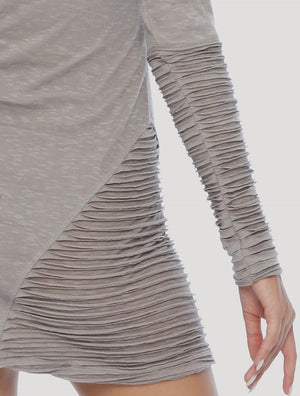 Slashed Long Sleeves Mini Dress - Psylo Fashion