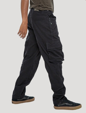 Black "Stripy Rmx" Cotton Cargo Pants - Psylo Fashion