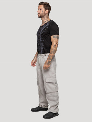 "Stripy Rmx" Cotton Cargo Pants - Psylo Fashion