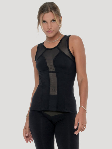 Black Soylatte Semi-Sheer Singlet - Psylo Fashion