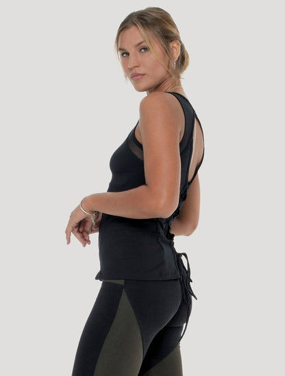 Black Soylatte Semi-Sheer Singlet - Psylo Fashion