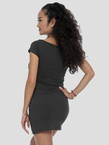 Tangled Short Sleeves Mini Dress - Psylo Fashion