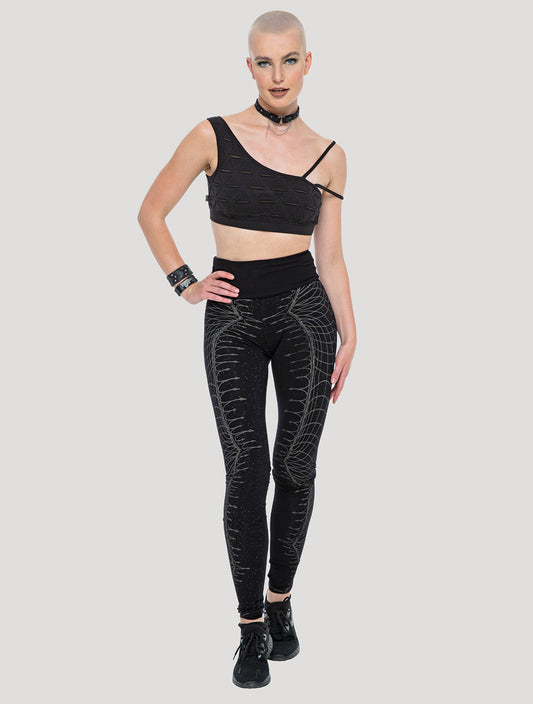 Black Vortex High-Waist Leggings by Psylo Fashion