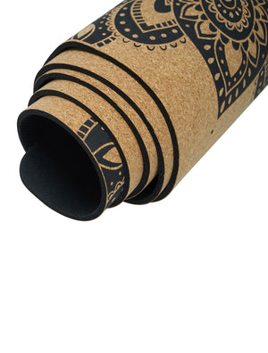 Mandala Black Cork Mat by Yoga Design Lab - Psylo Fashion