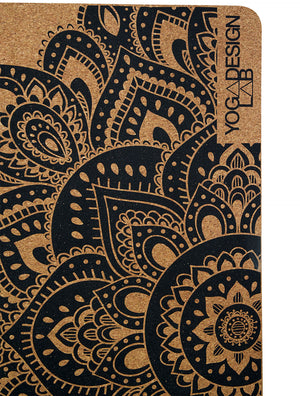 Mandala Black Cork Mat by Yoga Design Lab - Psylo Fashion