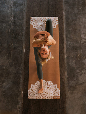 Mandala White Cork Mat by Yoga Design Lab - Psylo Fashion