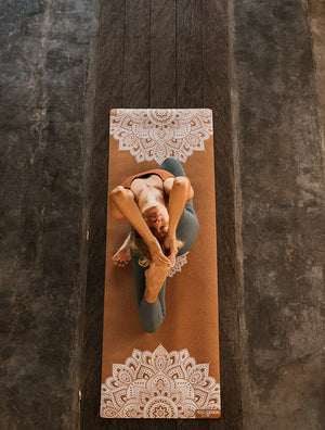 Travel Cork Mat Mandala White by Yoga Design Lab - Psylo Fashion